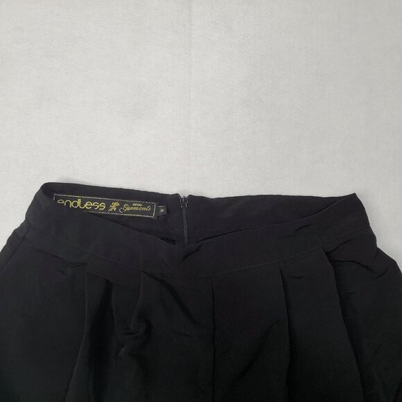 Endless Shorts Black Polyester Pleated Hem Women's 4 - Picture 4 of 16